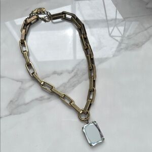 Vintage inspired necklace with mirrored pendant